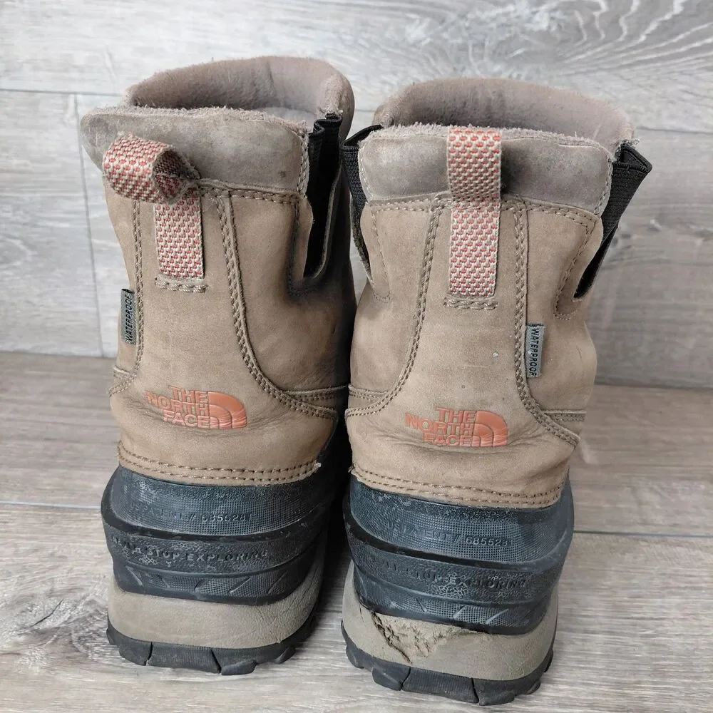 The North Face Chilkat Brown Leather Waterproof Insulated Snow Boots Men Size 12